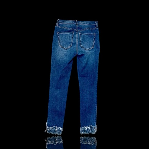 Free People ‘Great Heights’ Frayed Hem Skinny Jeans in Medium Wash Blue Size 26 - Picture 12 of 14